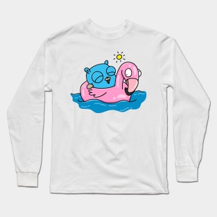 Flamingo Swimming Gopher Long Sleeve T-Shirt